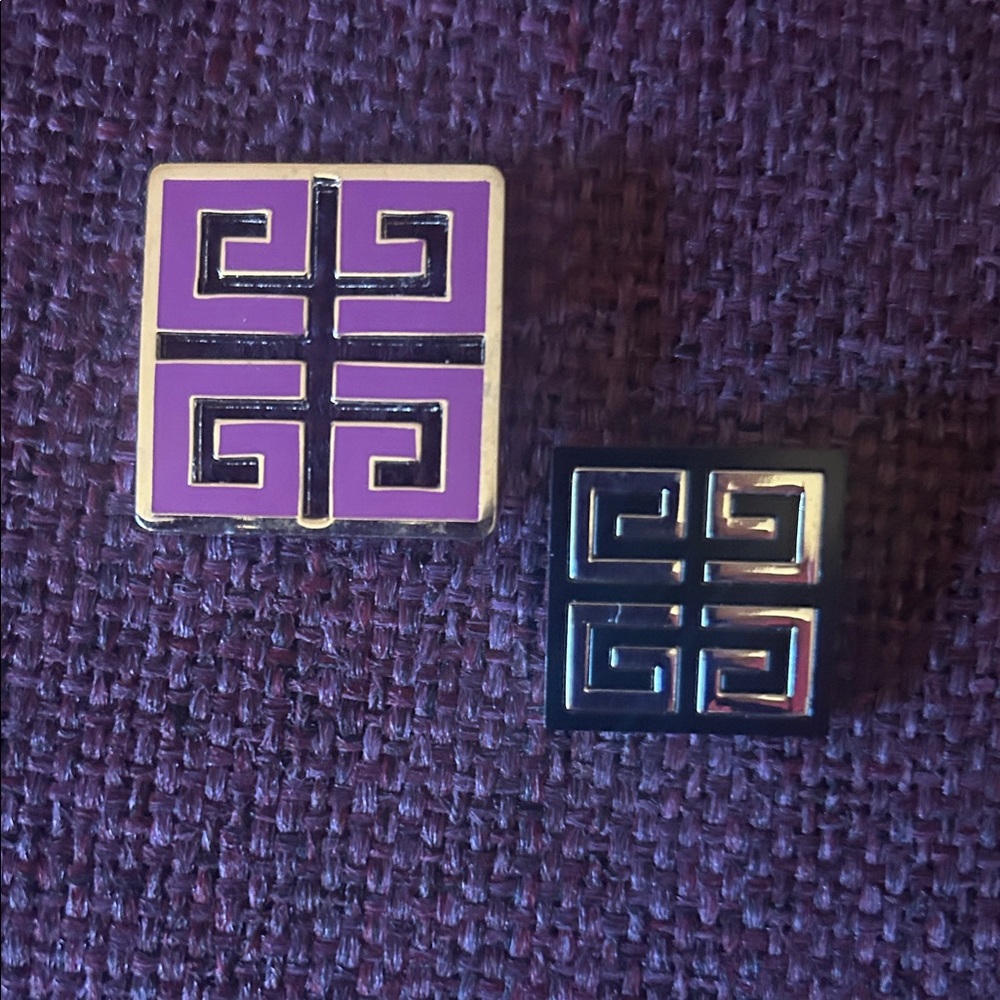 Givenchy Silver and Purple and silver and black 
Brooch Set
